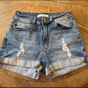 Women's KanCan Blue Jean Shorts Mid Rise